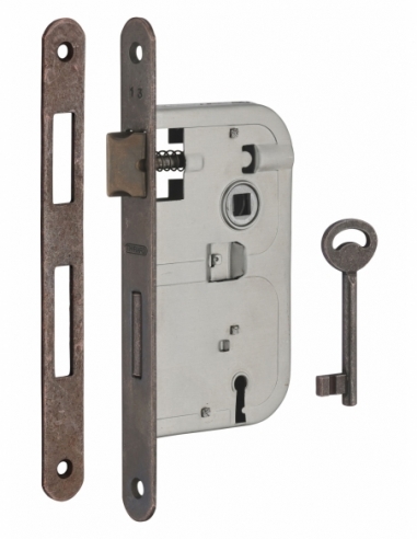 Serratura patent versione BR, asse 45 mm, interasse 70 mm, frontale bronzo, 1 chiave – THIRARD