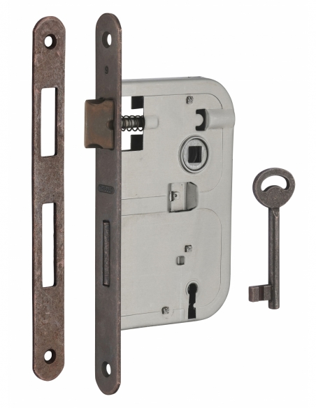 Serratura patent versione BR, asse 50 mm, interasse 70 mm, frontale bronzo, 1 chiave – THIRARD