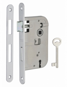 Serratura patent versione BR, asse 50 mm, interasse 70 mm, frontale cromato opaco, 1 chiave – THIRARD