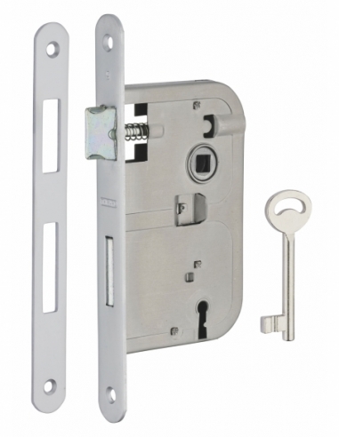Serratura patent versione BR, asse 50 mm, interasse 70 mm, frontale cromato opaco, 1 chiave – THIRARD