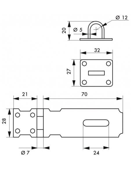 Portalucchetto in acciaio zincato, 75 mm – THIRARD