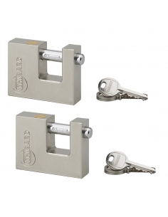 Set di 2 lucchetti LAND rettangolari 70 mm a chiave uguale, 6 chiavi – THIRARD
