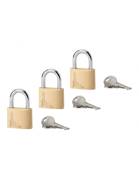 Set di 3 lucchetti TYPE 1 35 mm a chiave uguale, 6 chiavi – THIRARD