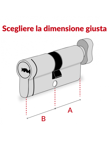Cilindro europeo per serratura a pomolo STD 40Bx30mm, antisfilamento, nichel, 3 chiavi - THIRARD