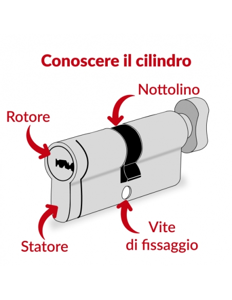 Cilindro europeo a pomolo Transit 1 40Btx30 Nichelato 5 chiavi reversibili - THIRARD