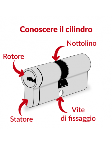 Cilindro europeo Federal 2 - 40X40mm nichel, anti-sfilamento, anti-perforazione, 5 chiavi reversibili - THIRARD