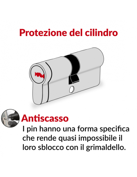 Cilindro europeo per serratura Transit 2, 45x30mm, nichel, antiperforazione, lato antiperforazione 30mm, 3 chiavi reversibili...