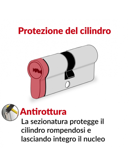 Cilindro europeo per serratura Transit 2, 30x70mm, nichel, antitrapano, antiscasso, 4 chiavi reversibili - THIRARD