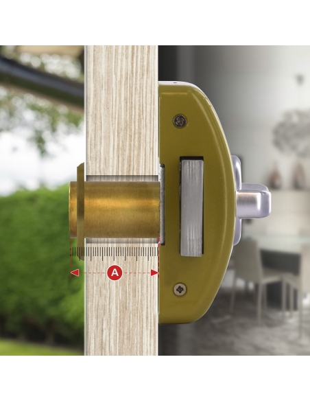 Vista aggiuntiva 2 di Serratura da applicare DESIGN 5 con pomolo, cilindro 45 mm, in acciaio – THIRARD