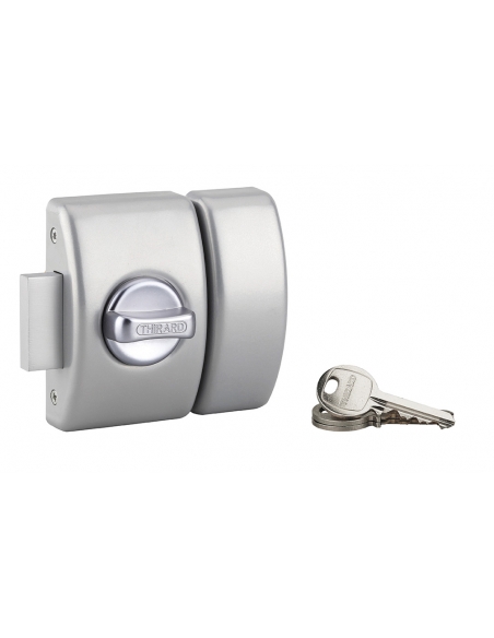 Serratura da applicare DESIGN 5 con pomolo, cilindro 50 mm, in acciaio, 3 chiavi – THIRARD