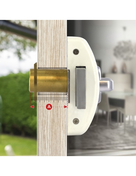 Vista aggiuntiva 2 di Serratura da applicare DESIGN 5 con pomolo, cilindro 45 mm, in acciaio, 3 chiavi – THIRARD