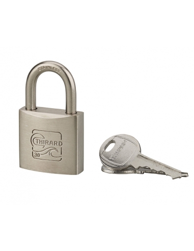 Lucchetto nautico SKIPPER 30 mm in acciaio inox con arco in acciaio inox, 2 chiavi – THIRARD