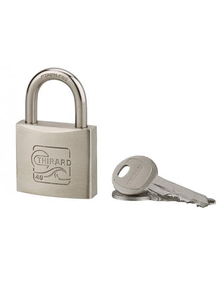 Lucchetto nautico SKIPPER 40 mm in acciaio inox con arco in acciaio inox, 2 chiavi – THIRARD