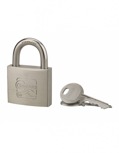 Lucchetto nautico SKIPPER 50 mm in acciaio inox con arco in acciaio inox, 2 chiavi – THIRARD