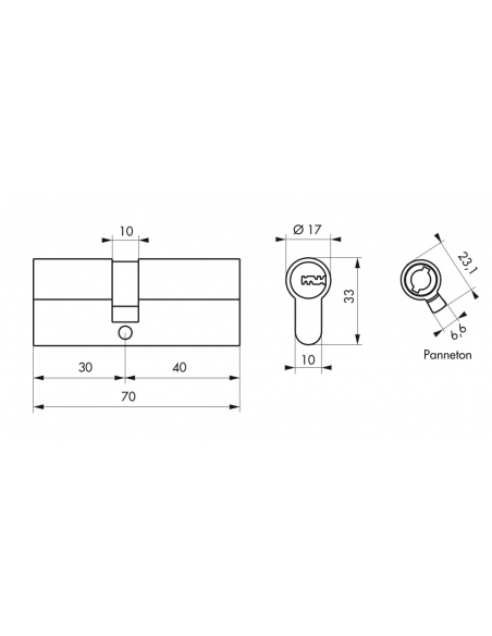 Cilindro europeo a doppia entrata Trafic 6, 30X40mm nichel, antiperforazione, antirottura, 5 chiavi piatte reversibili- THIRARD