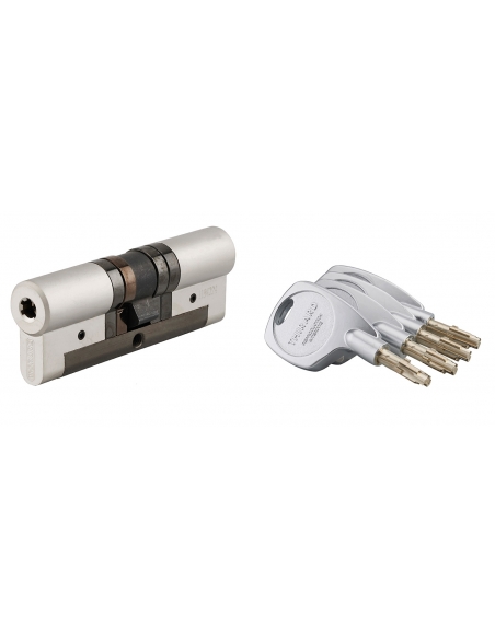 Cilindro Cobra 2+ Evolution 43 x 43 mm, nichelato, protezioni anti-effrazione, scasso e perforazione, 5 chiavi – THIRARD