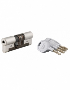 Cilindro Cobra 2+ Evolution 33 x 53 mm, nichelato, protezioni anti-effrazione, scasso e perforazione, 5 chiavi – THIRARD