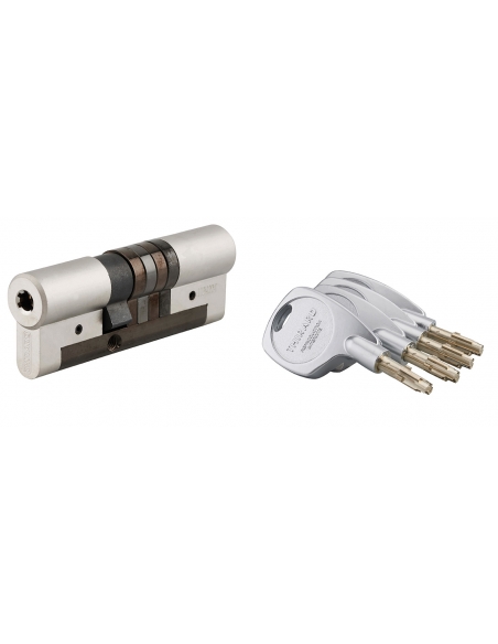 Cilindro Cobra 2+ Evolution 33 x 53 mm, nichelato, protezioni anti-effrazione, scasso e perforazione, 5 chiavi – THIRARD