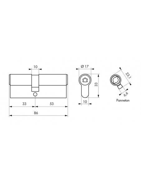 Cilindro Cobra 2+ Evolution 33 x 53 mm, nichelato, protezioni anti-effrazione, scasso e perforazione, 5 chiavi – THIRARD
