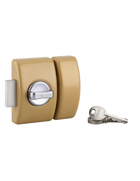 Chiavistello di sicurezza DESIGN 45 mm con cilindro a 5 perni, bronzo, 3 chiavi – THIRARD