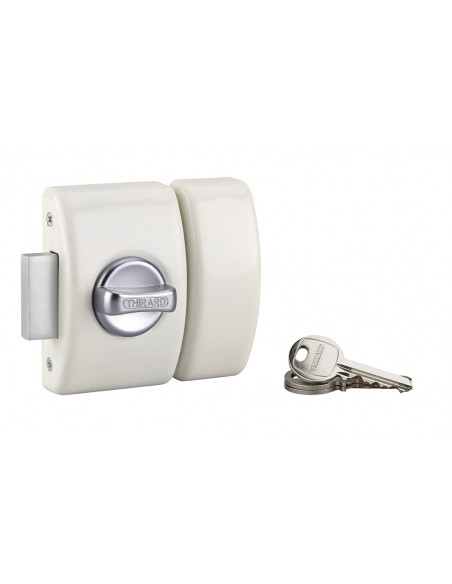 Chiavistello di sicurezza DESIGN 45 mm con cilindro a 5 perni, bianco, 3 chiavi – THIRARD