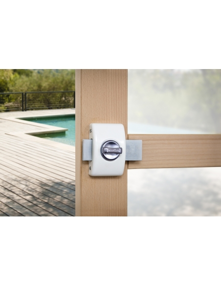 Vista aggiuntiva 1 di Chiavistello di sicurezza DESIGN 45 mm con cilindro a 5 perni, bianco, 3 chiavi – THIRARD