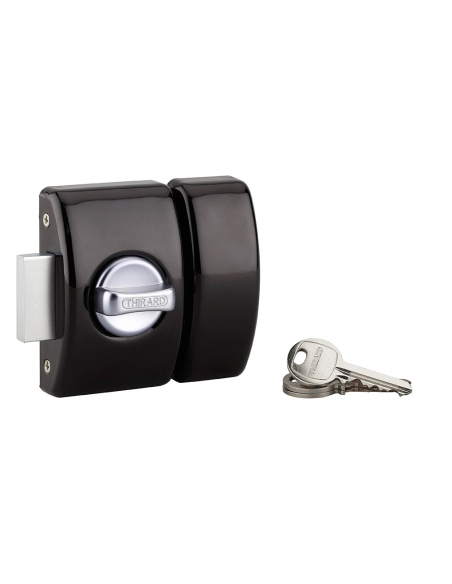 Chiavistello di sicurezza DESIGN 45 mm con cilindro a 5 perni, nero, 3 chiavi – THIRARD