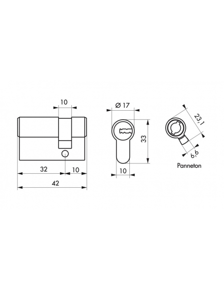 Vista aggiuntiva 1 di Semicilindro europeo FEDERAL 2 32 x 10 mm, 5 chiavi – THIRARD