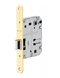 Serratura da incasso per WC, asse 50 mm, interasse 70 mm, frontale ottonato arrotondato – THIRARD