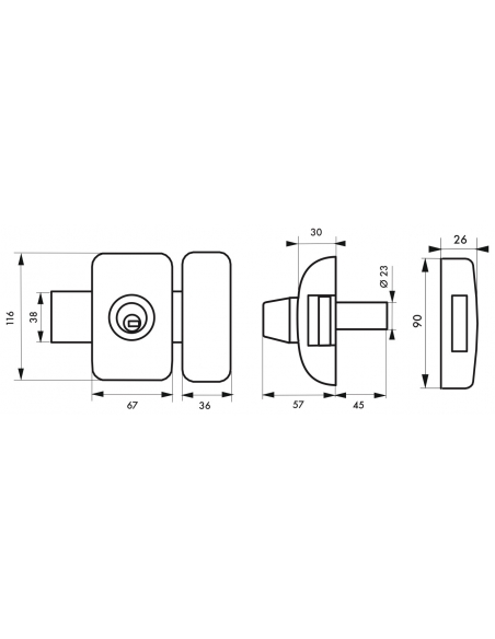 Chiavistello di sicurezza UNIVERSEL a doppio cilindro Ø 23 x 45 mm, nero, 6 perni, 4 chiavi – THIRARD