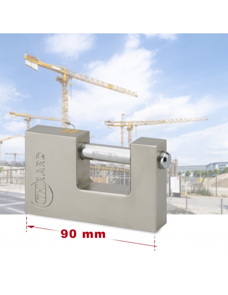 Vista aggiuntiva 2 di Lucchetto LAND rettangolare 90 mm in acciaio, 3 chiavi – THIRARD