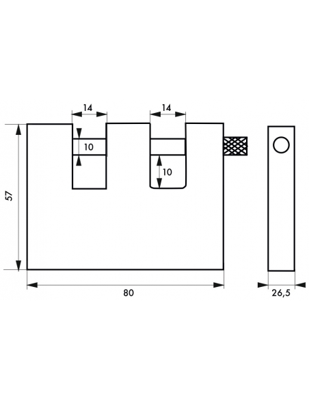 Vista aggiuntiva 1 di Lucchetto LAND blindato 80 mm, doppio arco, 3 chiavi – THIRARD
