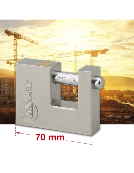 Lucchetto LAND 70 mm con arco in acciaio, 2 chiavi – THIRARD