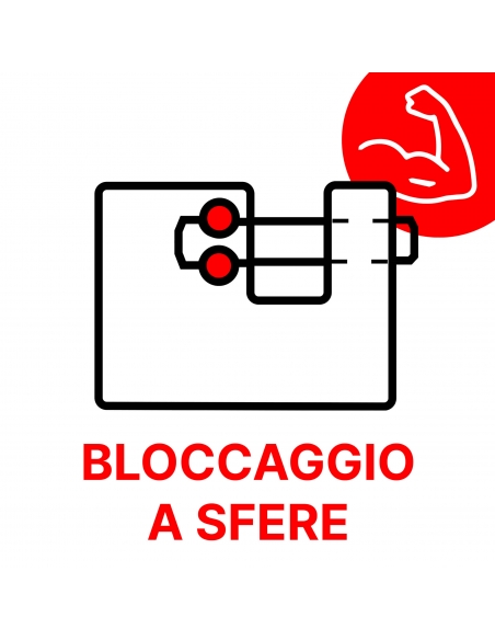 Lucchetto monoblocco rettangolare Thor, acciaio temprato, per serranda, arco in acciaio 84mm, 5 chiavi reversibili - THIRARD