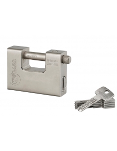 Lucchetto a chiave Thor, acciaio, per cantiere, arco in acciaio, 94 mm, 5 chiavi reversibili - THIRARD