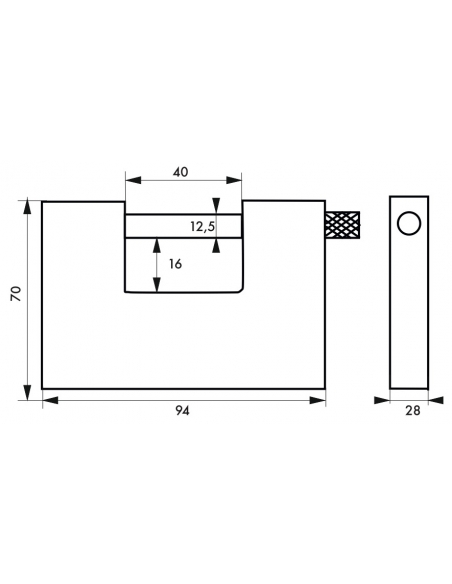 Lucchetto a chiave Thor, acciaio, per cantiere, arco in acciaio, 94 mm, 5 chiavi reversibili - THIRARD