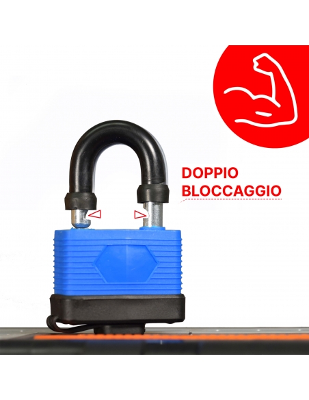 Vista aggiuntiva 5 di Lucchetto a lamelle, acciaio, da esterno, 50mm, rivestito in PVC, 2 chiavi in ottone nichelato - THIRARD