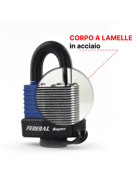 Vista aggiuntiva 4 di Lucchetto a lamelle, acciaio, da esterno, 40 mm rivestito in PVC, 1/2 arco in acciaio, esterno, 2 chiavi