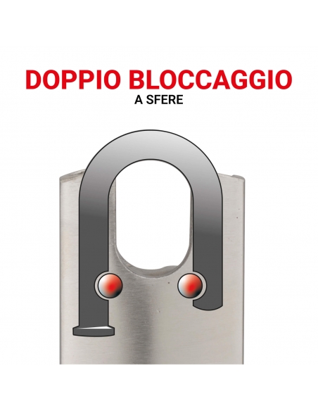 IFAM Lucchetto Serie Z25AL – Lega Di Zinco, Arco Lungo In Acciaio Cromato, Per Uso Esterno, Con 2 Chiavi