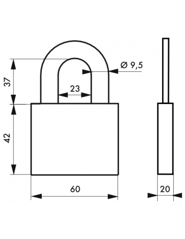 Lucchetto di sicurezza Disk, 4 chiavi reversibili, 60mm, arco in acciaio temprato nichelato, meccanismo a dischi - THIRARD
