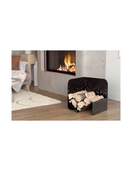 Porta legna nero per interni ed esterni Bristol, acciaio, 433x500 mm - THIRARD