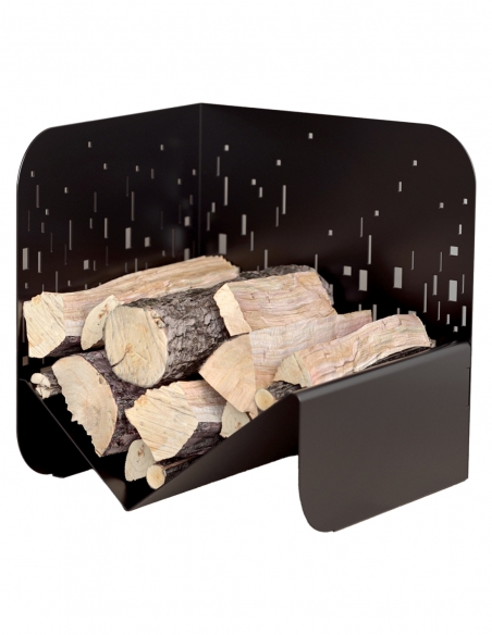 Porta legna nero per interni ed esterni Bristol, acciaio, 433x500 mm - THIRARD