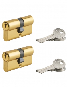 Set di 2 cilindri europei 30 x 30 mm, finitura dorata, 6 chiavi – THIRARD