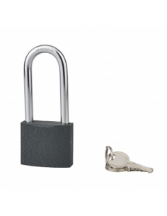Lucchetto ACERA grigio 50 mm con arco semialto in acciaio cementato da 72 mm, 3 chiavi – THIRARD