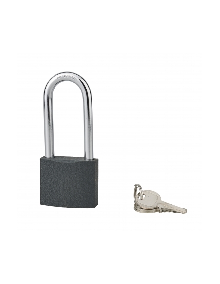 Lucchetto ACERA grigio 50 mm con arco semialto in acciaio cementato da 72 mm, 3 chiavi – THIRARD