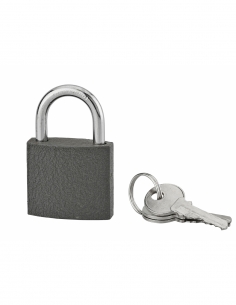 Lucchetto ACERA grigio 40 mm con arco in acciaio cementato, 3 chiavi – THIRARD