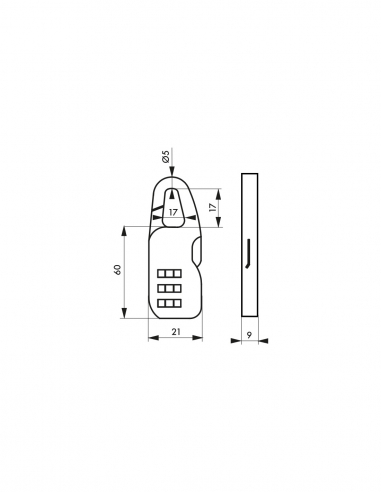 Vista aggiuntiva 1 di Set di 3 lucchetti SWISH 21 mm, combinazione modificabile a 3 cifre, neri – THIRARD