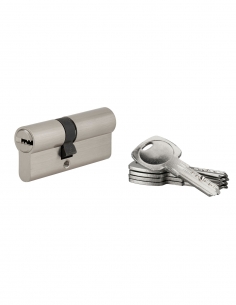 Cilindro per serratura a doppia entrata Tiger 6 Dynamic, 40x50 mm, acciaio nichelato, antistrappo, antifurto, 5 chiavi