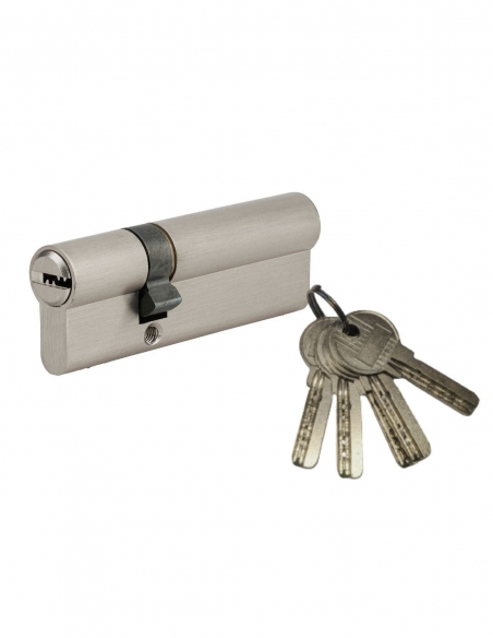 Cilindro per serratura a doppia entrata 5G, 30x50 mm, nichelato, antistrappo, 5 chiavi - SP