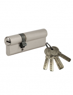 Cilindro per serratura a doppia entrata 5G, 40x40 mm, nichelato, antistrappo, 5 chiavi - SP